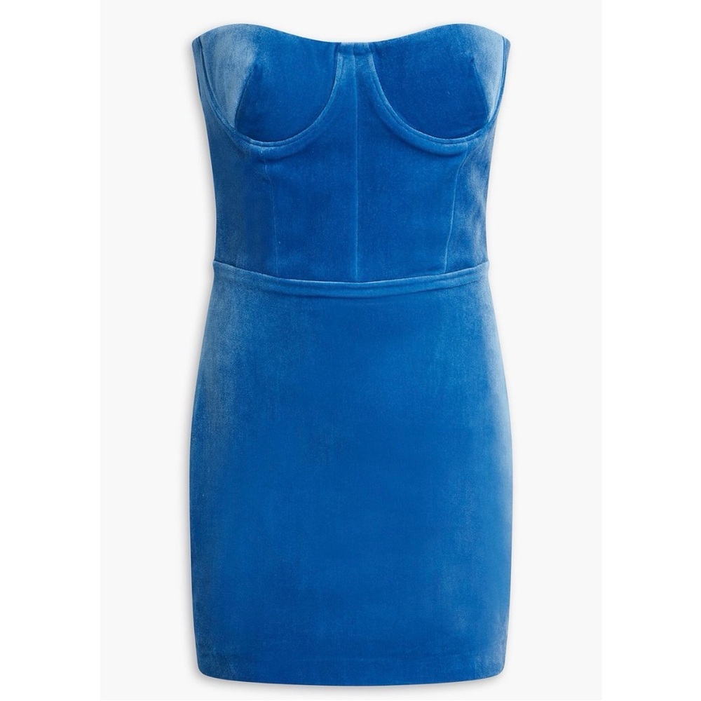 Alex Perry Electric Blue Strapless Velvet Mini Dress